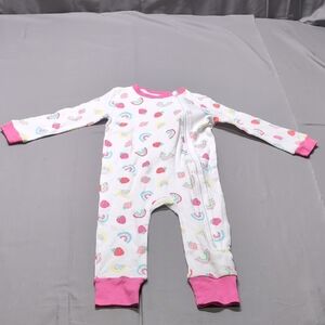 Koala Baby 24M Strawberry Rainbow One Piece Pajama Zipper Cotton‎ Pink White